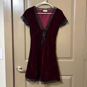 top shop burgundy velvet dress